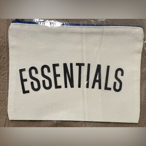 Canvas Make Up Pouch Handcrafted with “ESSENTIALS “ with a blue zipper